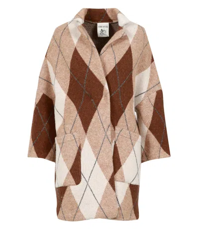 Semicouture Coats White In Brown