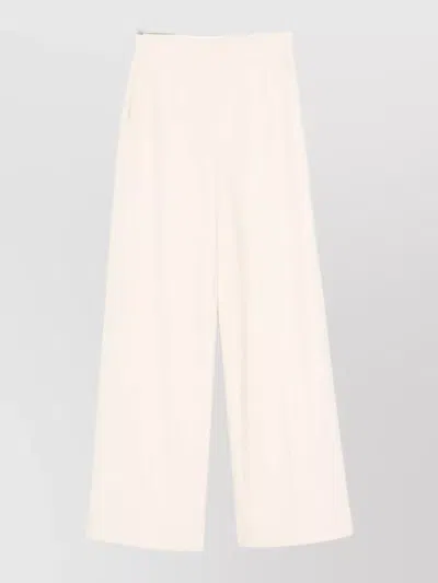 Semicouture Coline Lounge Trousers Wide Leg Pockets In White