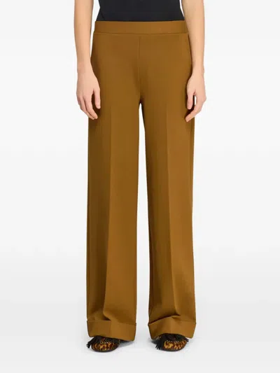 Semicouture Coline Pressed-crease Turn-up Trousers In Brown