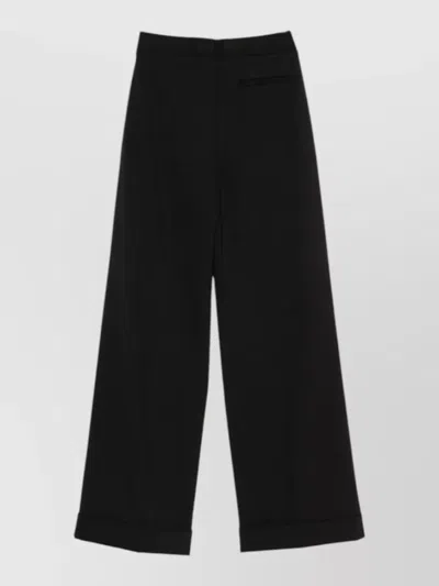 Semicouture Coline Trousers High Waist Wide Leg Cuffs In Black