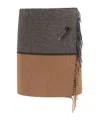 Semicouture Bicolor Wool Mini Skirt With Fringed Edge In Multi