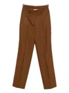 Semicouture Tailored Straight-leg Pants With Mid-rise Waist In Brown