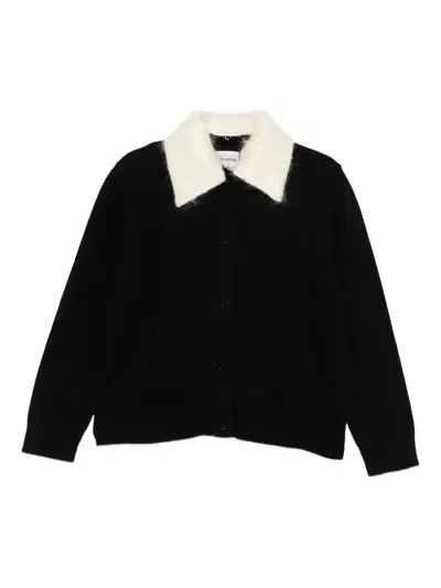 Semicouture Contrast-collar Cardigan In Black