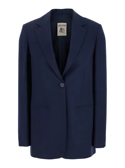 Semicouture Cool Wool Blazer In Blue
