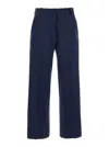Semicouture Blue Tailored Pants With Straight Leg In Viscose Blend Woman