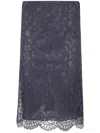 Semicouture Sheer Lace Overlay Skirt With Scalloped Hem In Blue