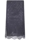 Semicouture Sheer Lace Overlay Skirt With Scalloped Hem In Black