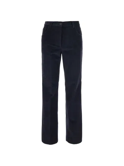 Semicouture Corduroy Straight-leg Trousers In Blue