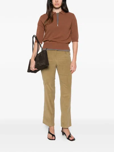Semicouture Corduroy-effect Trousers In Brown