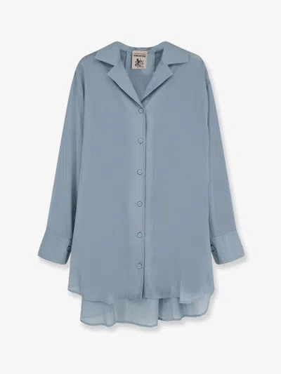 Semicouture Cotton And Silk Shirt In Blue