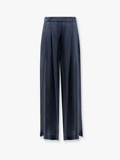 Semicouture Cotton And Silk Trousers In Blue