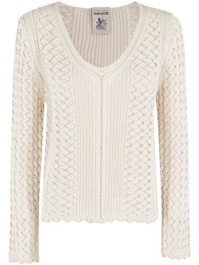 Semicouture Cotton Jumper In Neutrals