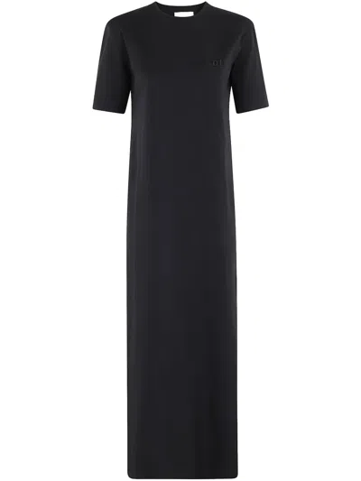 Semicouture Cotton Maxi Dress In Black