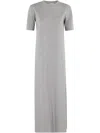 Semicouture Cotton Maxi Dress In Grey