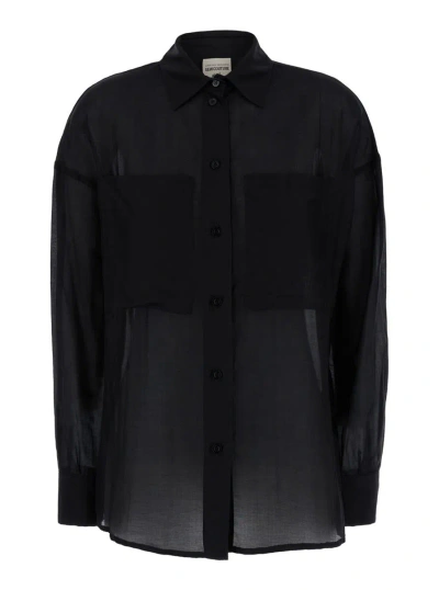 Semicouture Cotton Muslin Shirt In Black