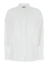 SEMICOUTURE WHITE CLASSIC SHIRT IN COTTON BLEND WOMAN