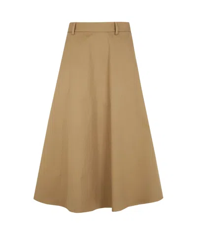 Semicouture Cotton Round Skirt In Brown
