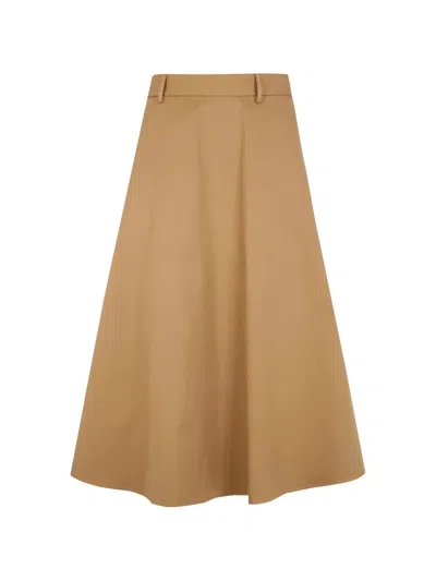 Semicouture Cotton Round Skirt In Brown