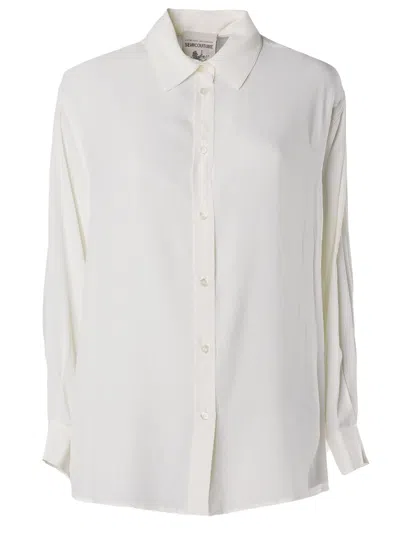 Semicouture Cream Silk Crepe Shirt In Bianco