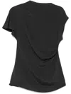 Semicouture Black Crewneck Top With Short Sleeves In Grey