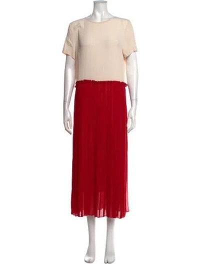 Pre-owned Semicouture Crew Neck Long Dress In Red