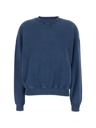 Semicouture Blue Crewneck Sweatshirt With Dropped Shoulders And Logo Lettering On The Rear In Cotton Woman In Multi