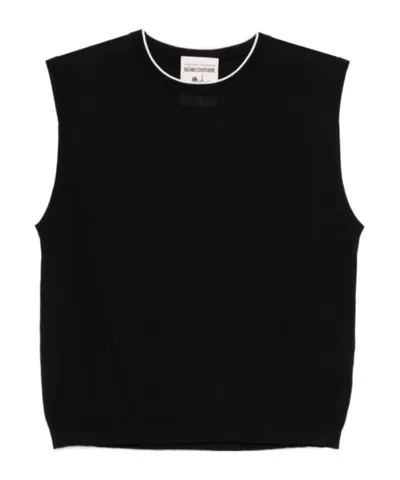 Semicouture Crew Neck Vest In Black