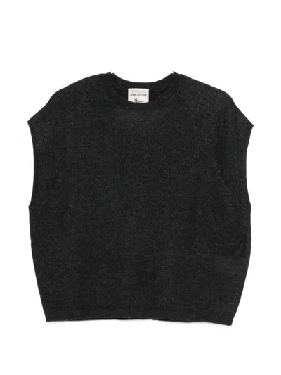 Semicouture Beth Wool Vest Silk Blend Knitwear In Black