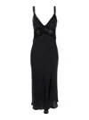Semicouture Semi Couture Jacinta Satin Dress With Crochet Detailing In Black