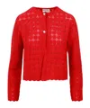 Semicouture Crochet Pattern Sweater In Red