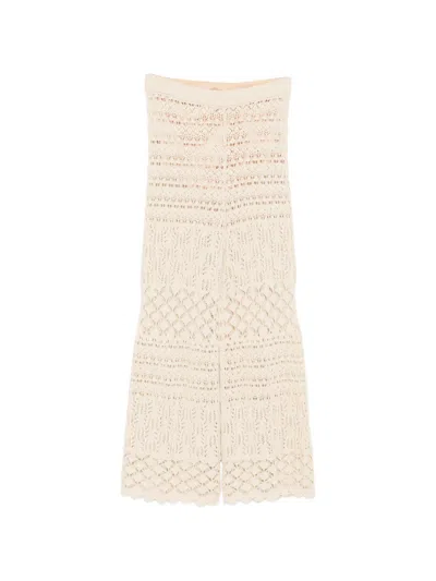 Semicouture Amalia Cotton Trousers In Neutral