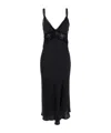 Semicouture Semi Couture Jacinta Satin Dress With Crochet Detailing In Black