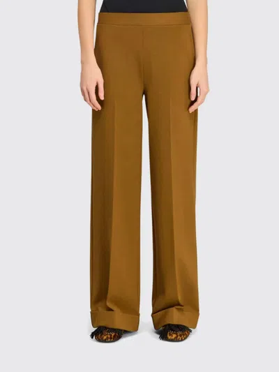 Semicouture Cropped Slim Fit Trousers In Viscose Blend With Mid-rise Waist In Rope
