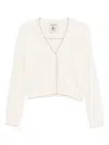 Semicouture Cropped White Sweater With V-neckline In Neutral
