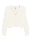 Semicouture Cropped White Sweater With V-neckline In Neutral