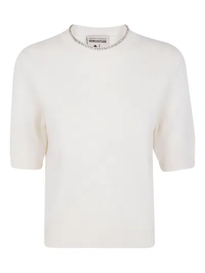 Semicouture Crystal-embellished Sweater In White