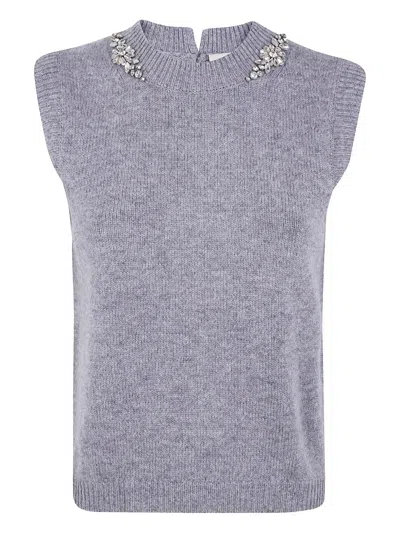 Semicouture Crystal-embellished Vest In Blue