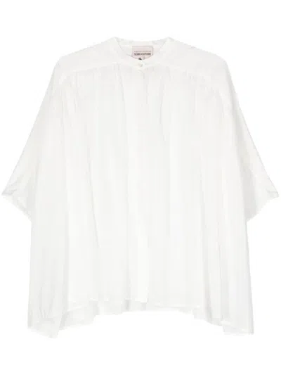 Semicouture Crystin Cotton And Silk Blend Shirt In White