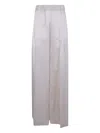 Semicouture Jhonny Wide Leg Trousers Side Pockets In White
