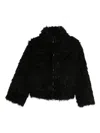 Semicouture Cropped Jacket With Plush Textured Fabric In Black