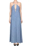Semicouture Denim Effect Cotton Dress In Light Denim