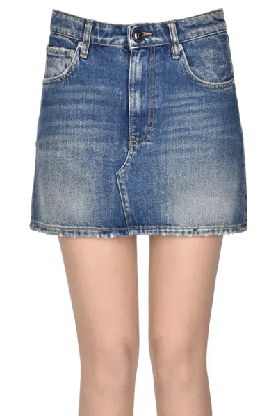 Semicouture Denim Mini Skirt In Blue