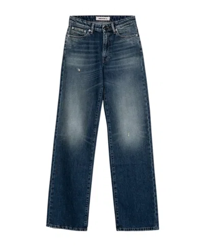 Semicouture Denim Trousers With Belt Loops In Blue