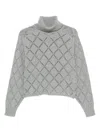 Semicouture 'desideria' Sweater In Grey Cashmere With A Diamond Pattern  In Gray