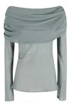 Semicouture Dew-toned Semi Couture Blouse With Off-shoulder Design In Gray