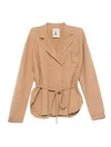 Semicouture Double-breasted Belted Cardigan In Brown