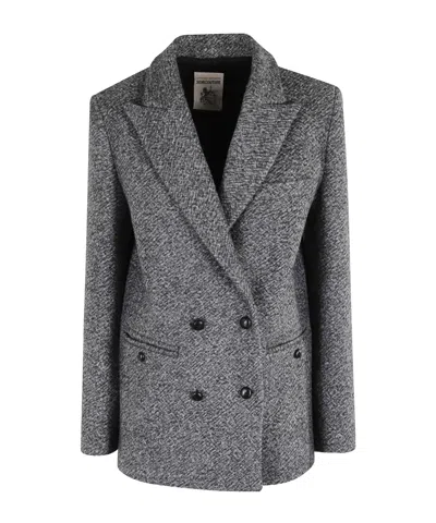 Semicouture Double-breasted Blazer In Gray