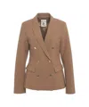 Semicouture Double-breasted Blazer With Gold Buttons In Brown