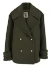 Semicouture Double-breasted Button Peacoat In Green