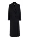 Semicouture Double-breasted Wool Coat In Black